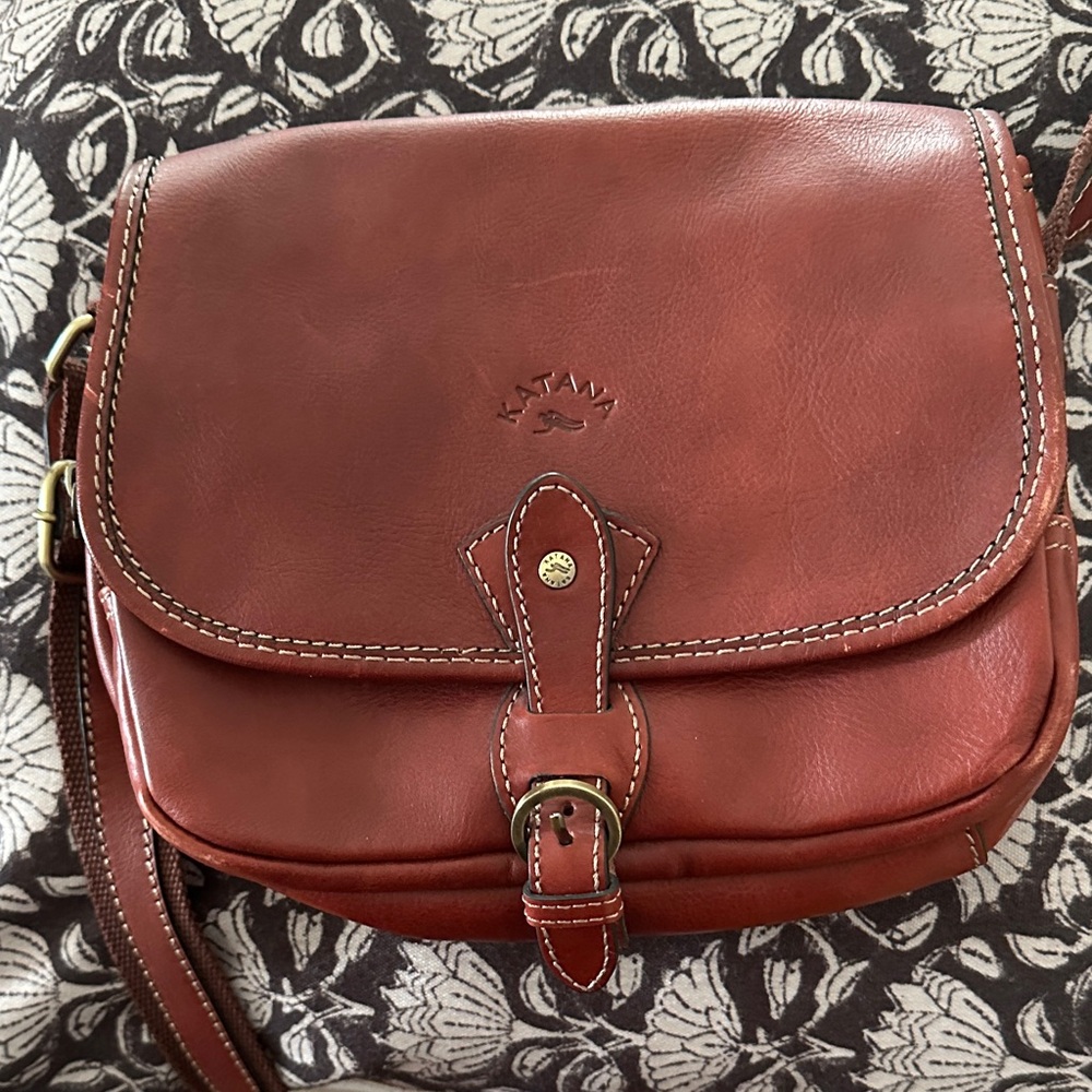 Katana Brand Brown Leather Crossbody Bag